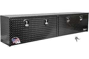 BUYERS PRODUCTS COMPANY Buyers Products 1721568 Black Aluminum Diamond Tread Topsider Truck Box With Drop Door, 96 x 18 x 16 Inch, Weather-Resistant, Locking Compression Latch, No-Drill Install, Made in USA