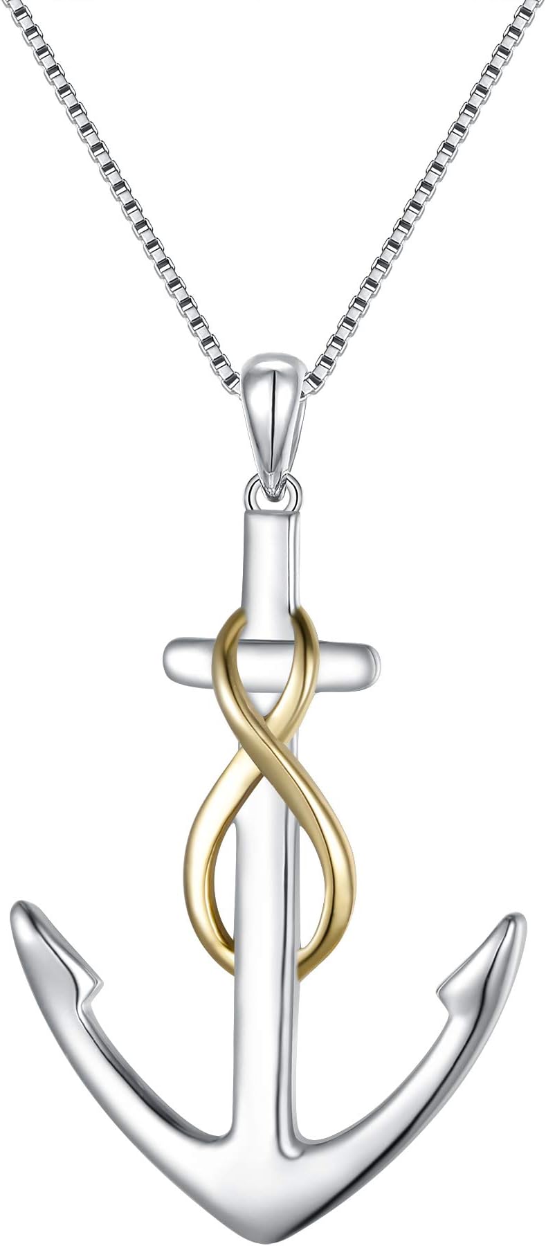 FANZE 925 Sterling Silver Ship Anchor Nautical-Themes Pendant Necklace Jewelry for Men and Women with 18" Chain