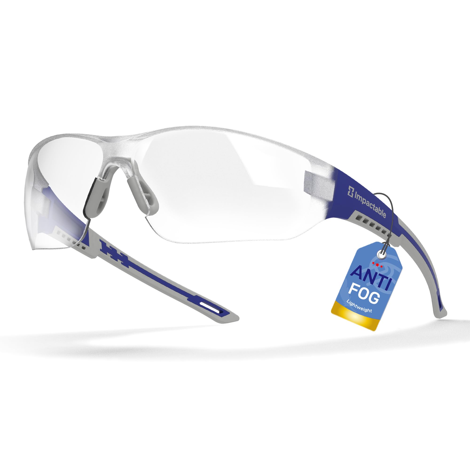 Photo 1 of IMPACTABLE Upgraded 2.0 Safety Pickleball Glasses, Protective & Antifog Glasses for Men and Women, Sport Googles for Racquetball, Squash Ball, ANSI Z87.1 Scratch Resistant Lenses (Blue/Grey)