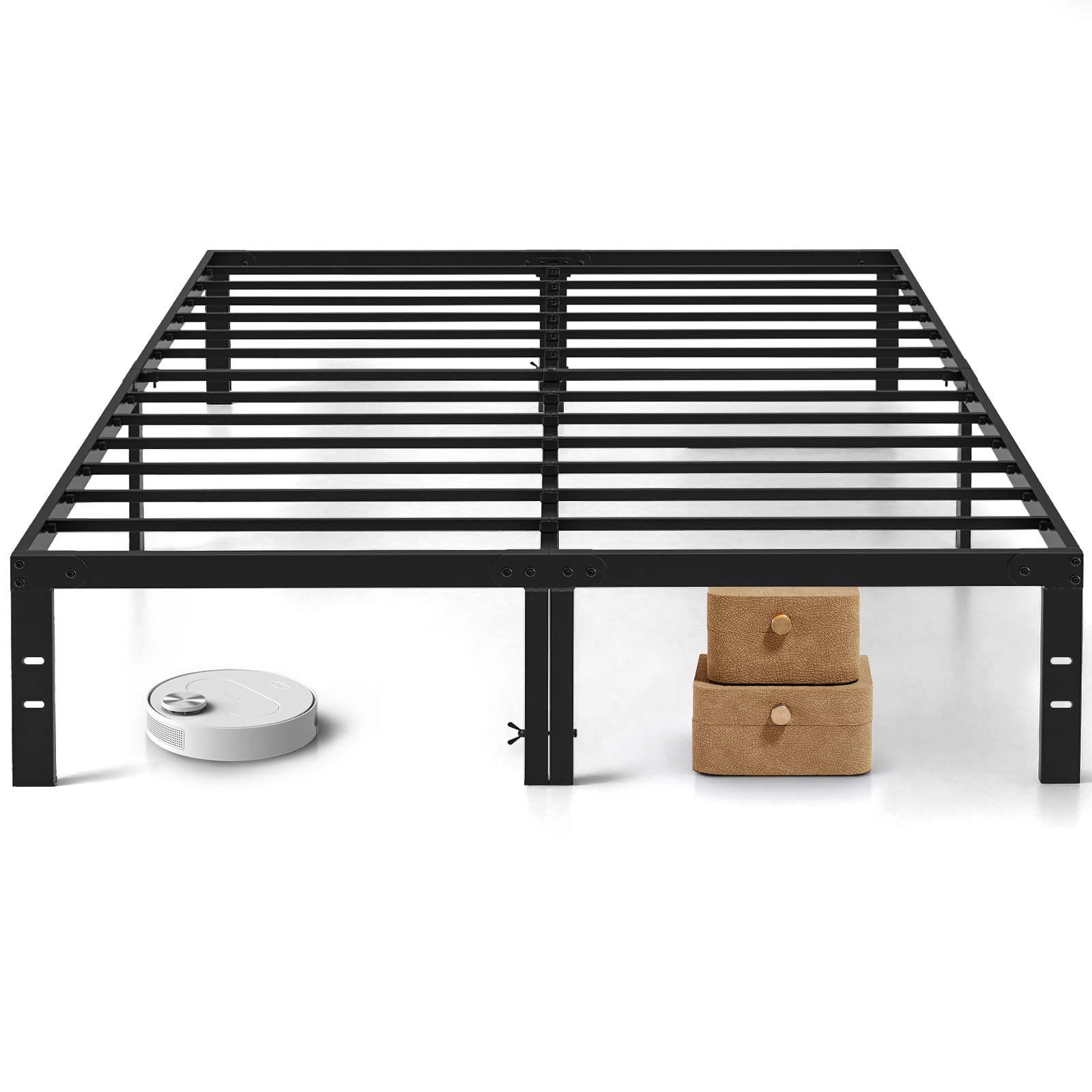 King Size Bed Frame, 14 Inch Metal Platform Bed Frames with Heavy Duty Steel Slat Support, No Box Spring Needed, Easy Assembly, Under Bed Storage Image