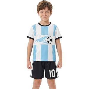Boys' Youth Soccer Jersey & Shorts Set - 2 Piece Athletic Performance Kit for Kids 5-12 Y, Big Game Fan Apparel