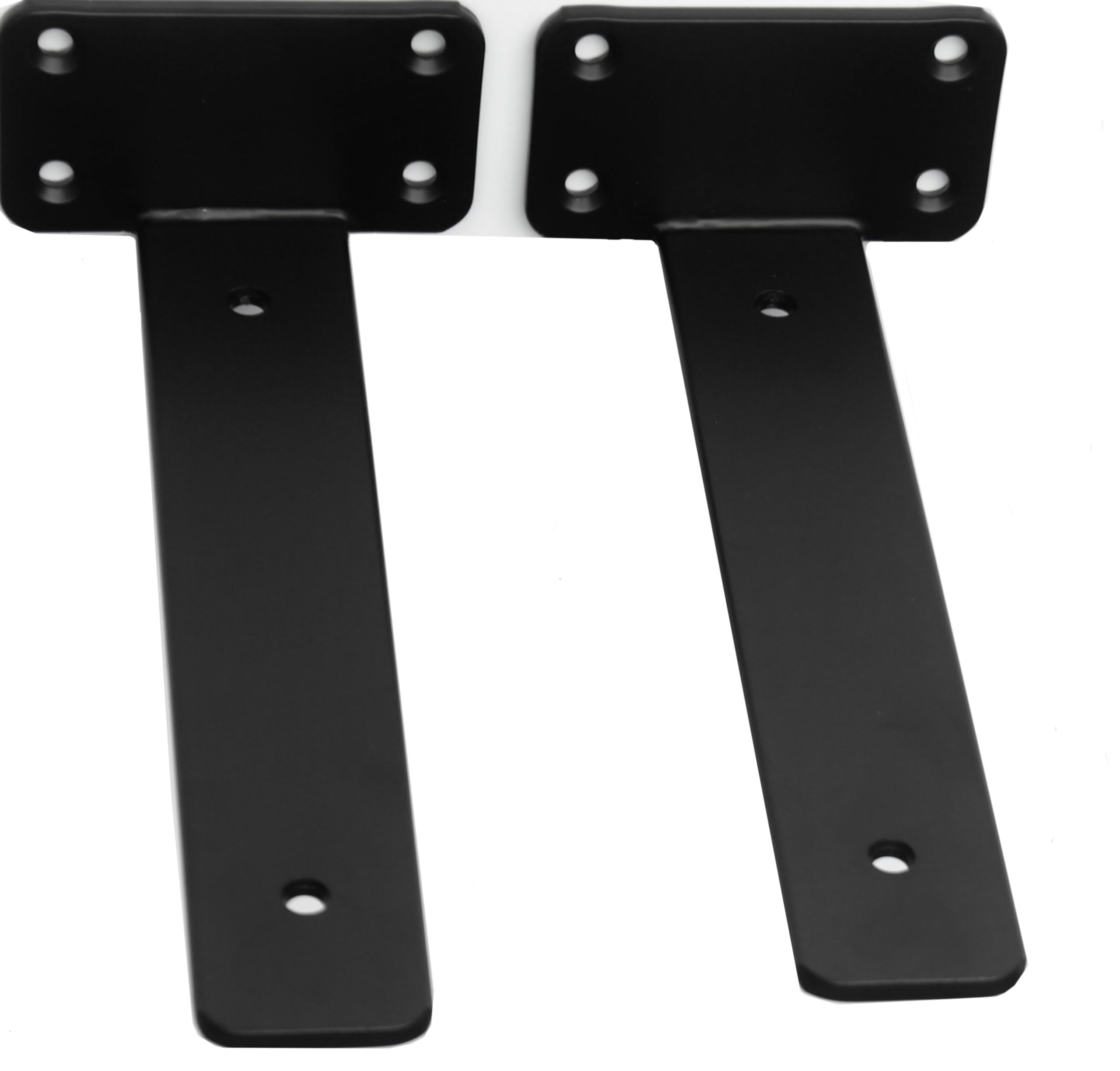 Photo 1 of 2 Pack - 10 inch Black Hidden L Shelf Bracket (1/5 Inch Thicked) Iron Floating Shelf Brackets Rustic Industrial Metal Brackets for Shelf Support
