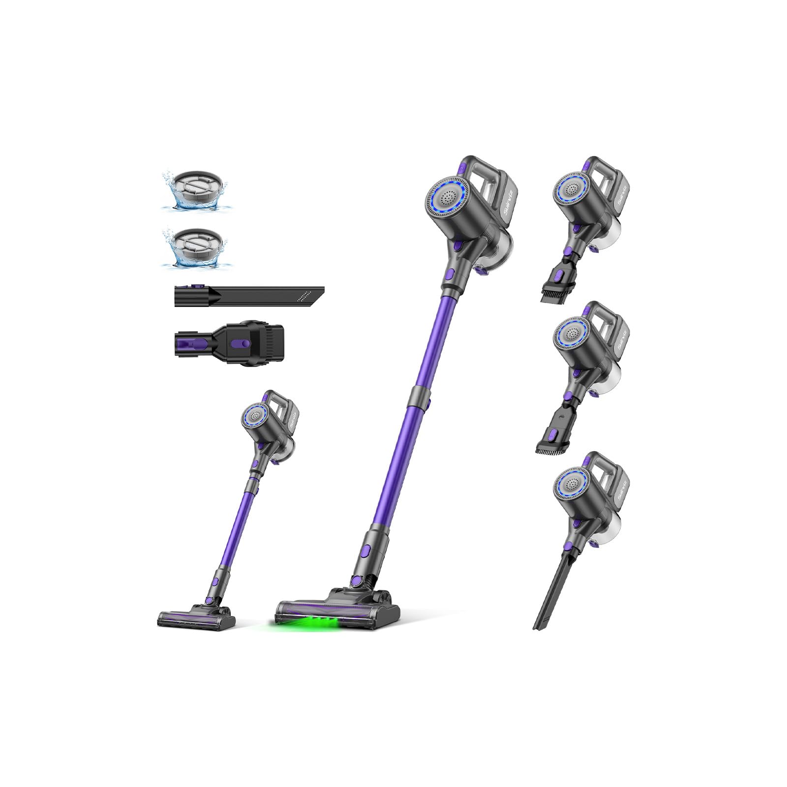 Photo 1 of **MISSING PARTS AND ALL ATTACHMENTS, MISSING POLE**Suirviz Cordless Vacuum Cleaner, 40KPA/35Mins, Green LED Light, Lightweight Stick Vacuum Self-Standing, Vacuum Cleaners for Home Handheld Vacuum for Pet Hair, Carpet, and Hard Floors, U8