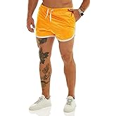 Ouber Men's Fitted Shorts Bodybuilding Workout Gym Running Tight Lifting Shorts with Pockets