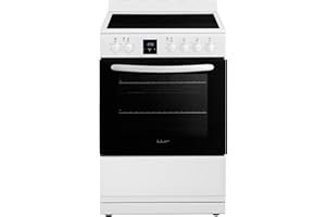 iio 24 inch Electric Stove iER-244SS, Oven Range with Triple Lined Door Glass, 4 Top Burners, Convection Fan, Deep Broiler, Digital Timer Clock, 5 Cook Functions (White)