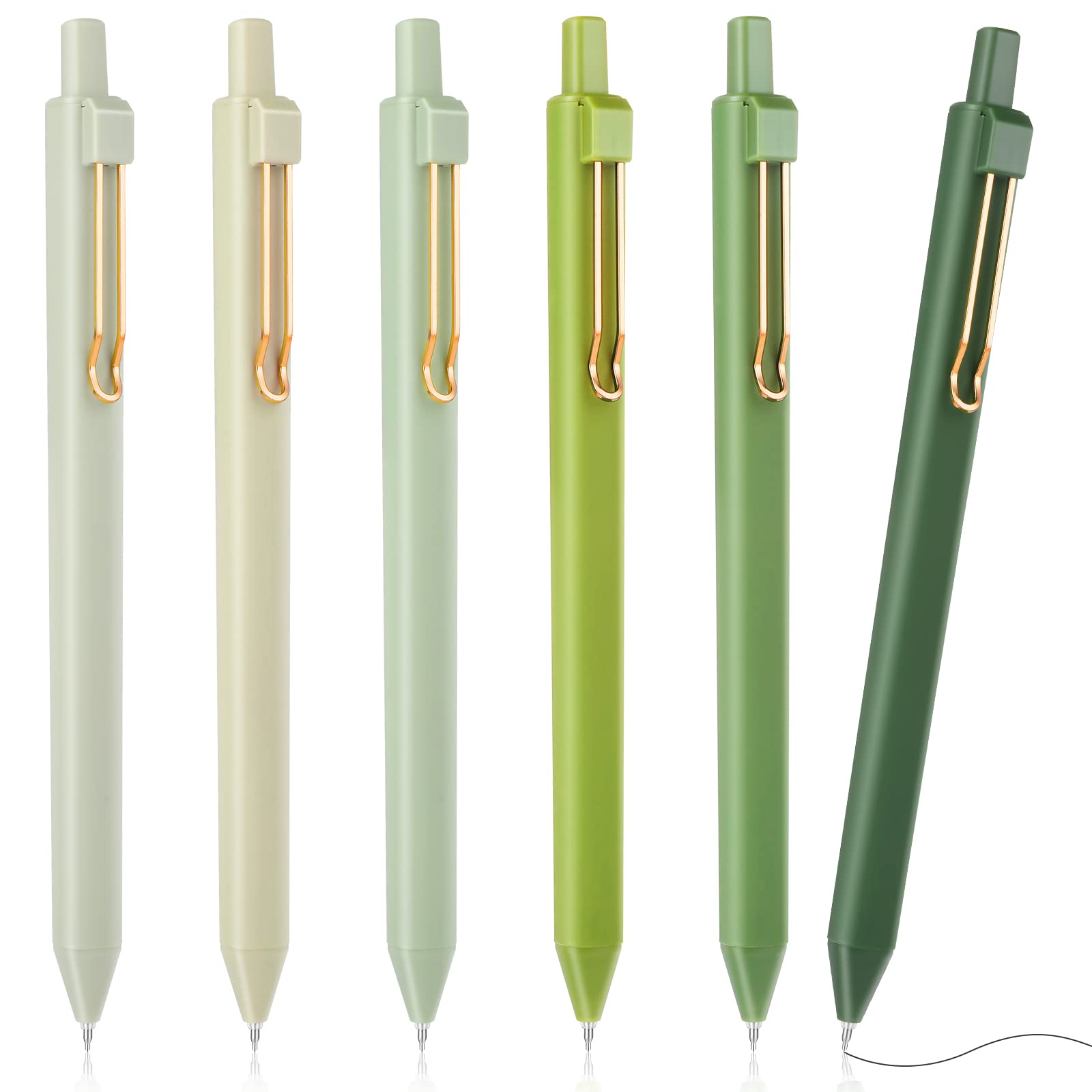 Molain Aesthetic Ballpoint Pens, 6 PCS Retractable Gel Ink Pens Cute Ball Point Pen 0.5mm Fine Quick Drying Black Pastel Roller for School Office Gift Supplies (Green) (545156_1-SALZZ-C)