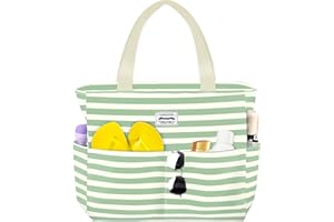 HOMESPON Large Waterproof Beach Bag for Women Sandproof Tote Bag Pool Bag with Zipper and Pockets for Travel Vacation Gym