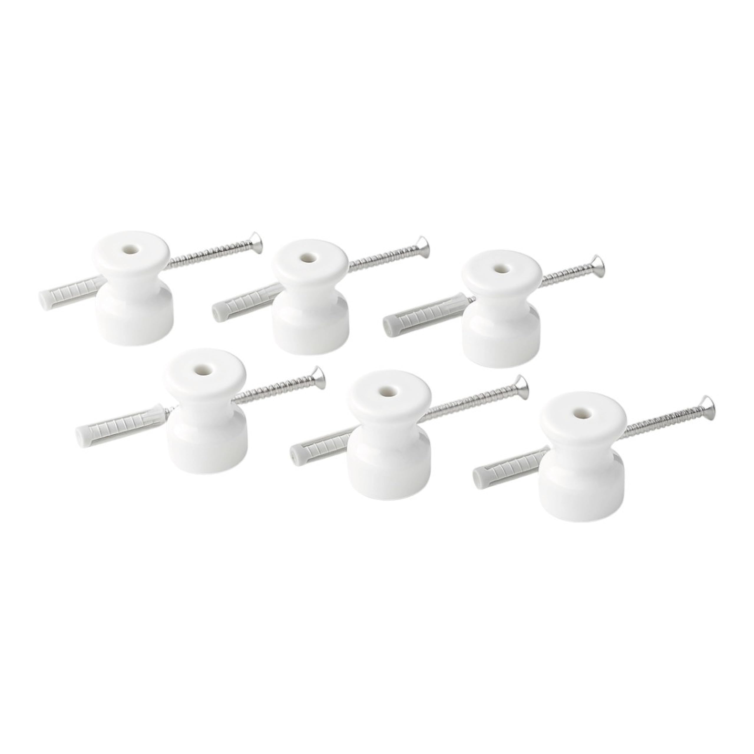 Klartext Belle Époque Insulators in Vintage Style for Installation with Textile Cable Made of High-Quality Porcelain, Glossy White, Diameter 20 mm, Pack of 6