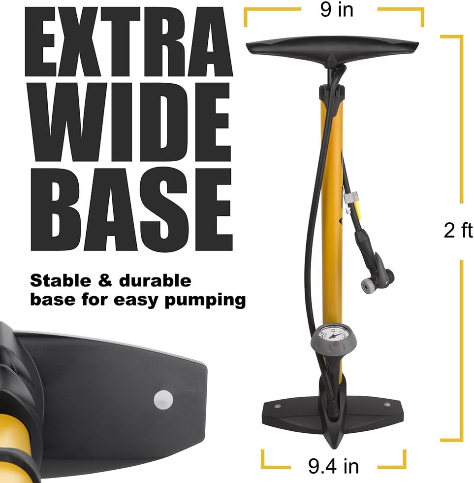 BV Bicycle Ergonomic Bike Floor Pump with Gauge & Smart Valve Head, 160 psi, Automatically Reversible Presta and Schrader : Floor Bike Pumps : Sports & Outdoors