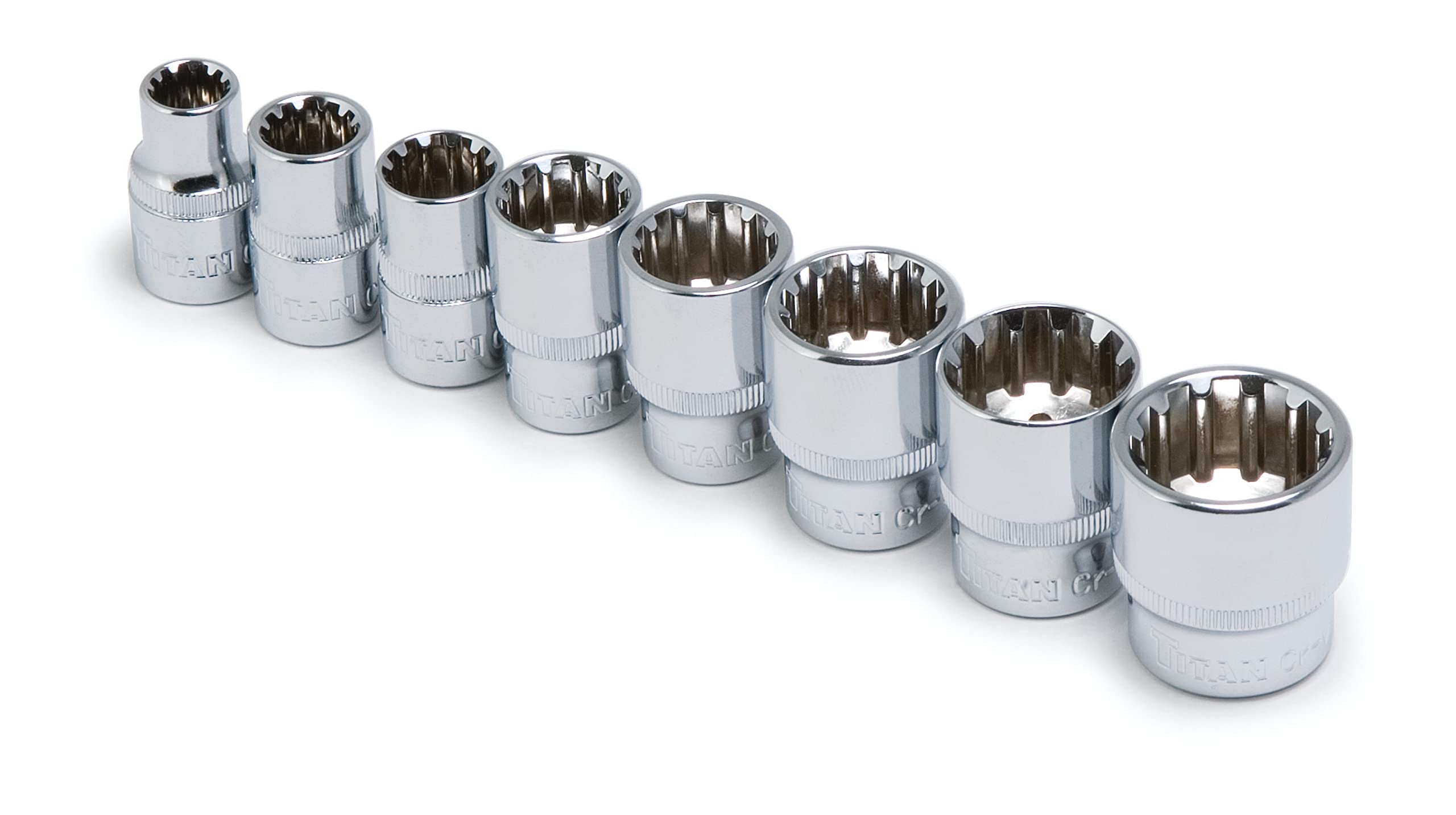 Photo 1 of Titan 15203 8-Piece 3/8-Inch Drive SAE Spline Socket Set