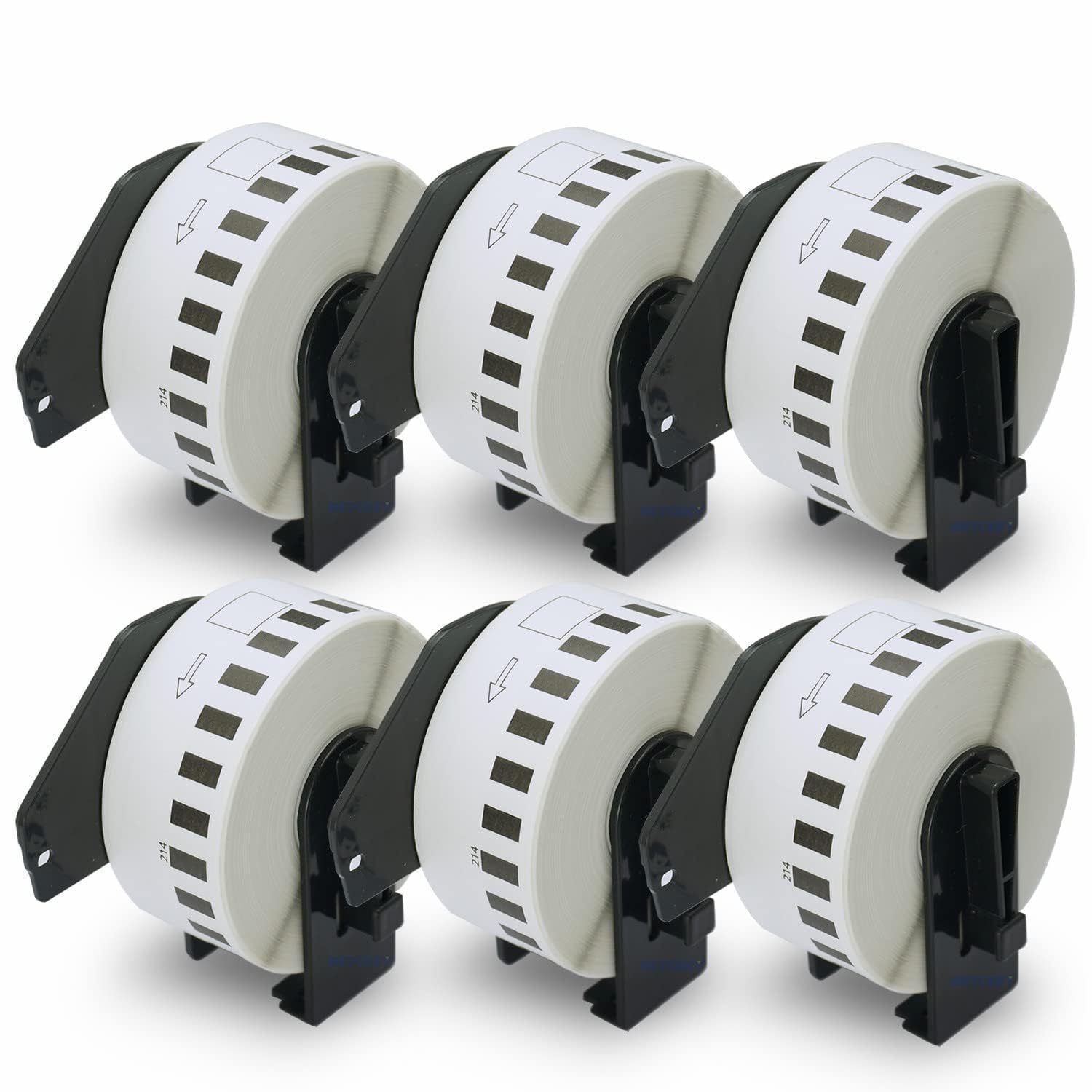BETCKEY - 6 Rolls DK-22214 Labels, 12mm x 30.48m, 6 Continuous Length Paper Labels Compatible with Brother QL Label Printers