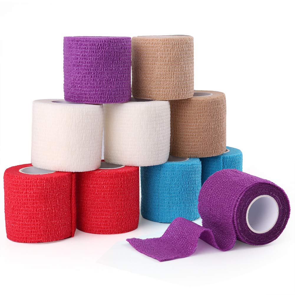 LotFancy 10 Pack Self Adhesive Bandage Wrap, 2" x 5 Yards, Breathable