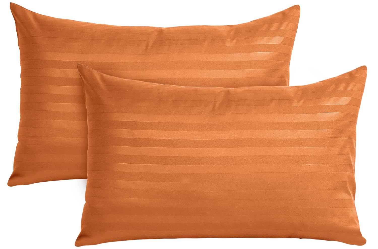 BedLooms Rust Pillow Cases 2 Pack (Pillows Not Included)- 100% Microfiber Envelope Closure Stripe Pillow Cases 50x75cm Premium Hotel Quality Anti Allergy Pillow Cover