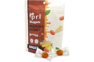 PRI PACIFIC RESOURCES INTERNATIONAL THE ESSENCE OF NEW ZEALAND PRI Manuka Honey & Ginger Nuggets, Sweet and All Natural Hard Candy Treat, 3.5oz
