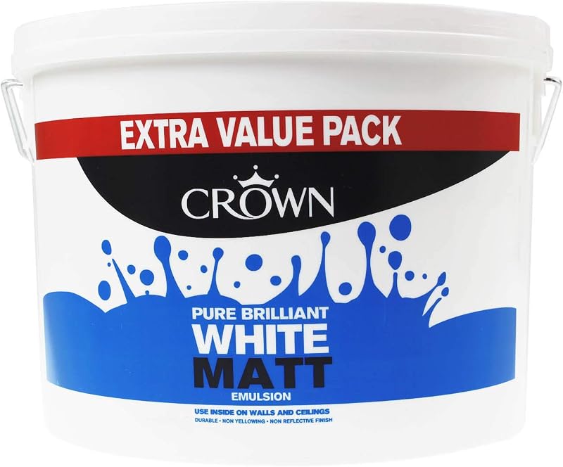 Crown Matt Emulsion Paint 7.5L Pure Brilliant White Interior Wall