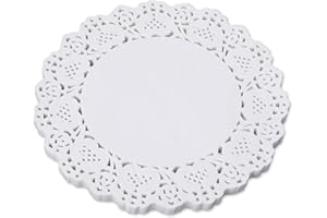 COMNICO 150 PCS White Lace Paper Doilies 4.5 inch Round Paper Doilies Disposable Paper Placemats Cake Packaging Pads for Wedding Tableware Food Decoration (4.5 inches)