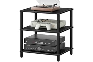 LELELINKY 3-Tier AV Media Player Stand, Stereo Cabinet, Modern Stereo Cabine,Game Console Shelf,Wooden TV Stand,Multifunctional Entertainment Center, Suitable for Home, Conference Room, Game Studio,Black