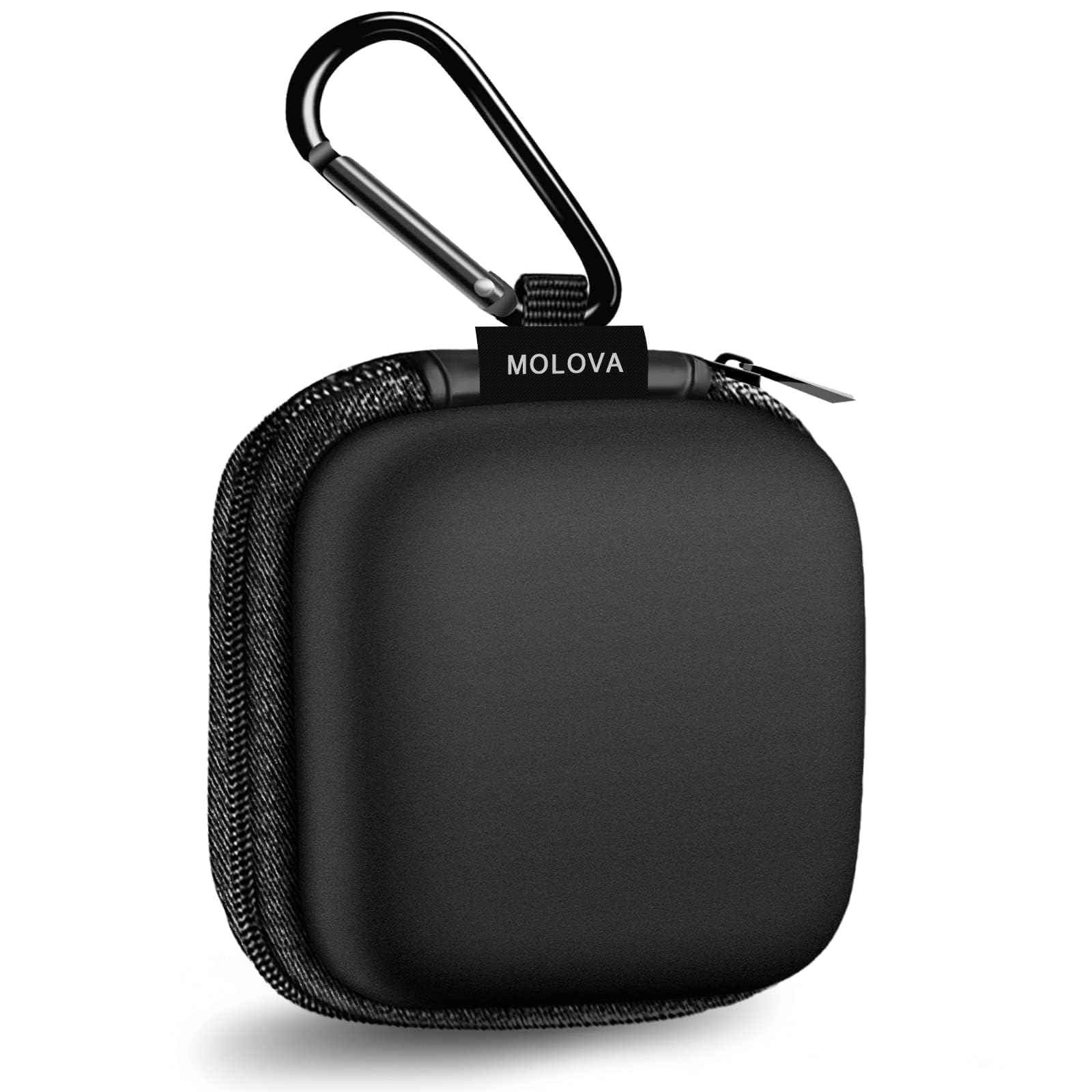 Photo 1 of MOLOVA Square Earbud Case Portable EVA Carrying Case Storage Bag Tech Pouch Cell Phone Accessories Organizer with Carabiner for Earphone, Earbud, Earpieces, SD Memory Card, Camera Chips, Black