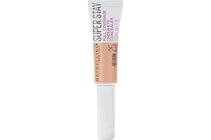 Maybelline New York Super Stay Super Stay Full Coverage, Brightening, Long Lasting, Under-eye Concealer Liquid Makeup Forup to 24H Wear, With Paddle Applicator, Medium, 0.23 fl. oz.