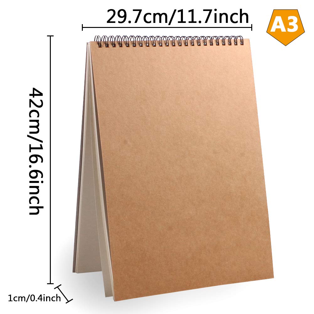 3 Sketchbook A5 Con Spirale - Blocco Da Disegno 160GSM, 60 Pagine, Carta Spessa Per Artisti - Foto 14