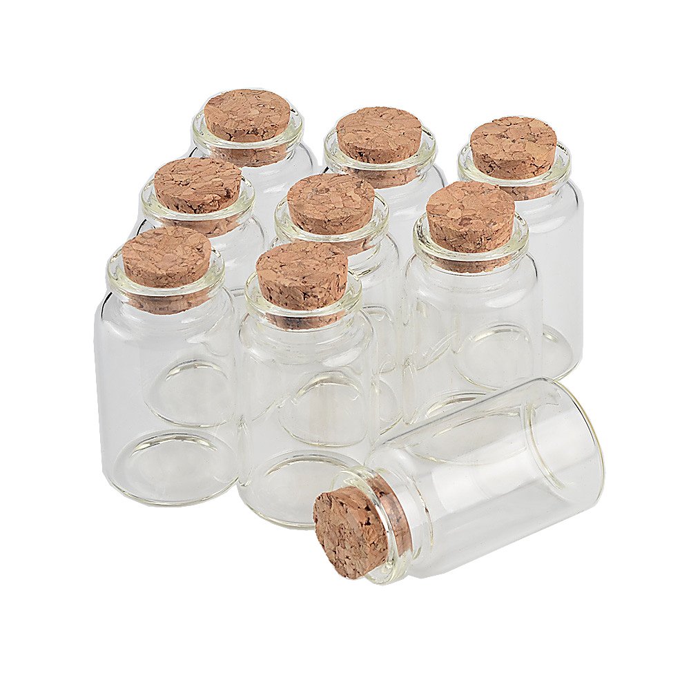 Jarvials Empty Mini Bottle with Cork Stopper 20ml Glass Jars idea for Wedding Small Wishing Bottles Wholesale (50, 20ml)