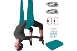 PRIOR FITNESS Low Stretch Aerial Yoga Hammock Kit 4.4 Yards Aerial Silk For Professional Yoga Instructors,Yoga Swing Set,Improve your Flexibility & Core Strength,Yoga Starter Kit