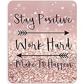 Audimi Inspirational Quote Mouse Pad, Mouse Pad for Women Stay Positive Work Hard and Make It Happen 9.5x7.9 Inch (24X20X0.3Cm)