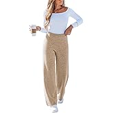 CUPSHE Women’s Knit Pants Wide Leg High Waist Casual Lounge Stretch Cozy Trousers Fall Winter