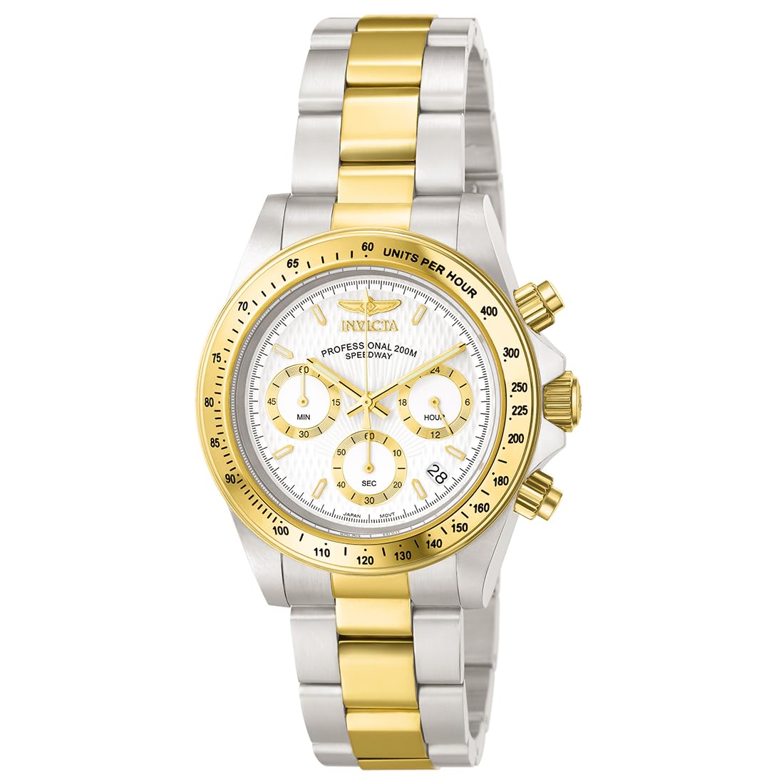 Invicta Men's Speedway 39.5mm Steel and Gold Tone Stainless Steel Chronograph Quartz Watch, Two Tone/White (Model: 9212) Image