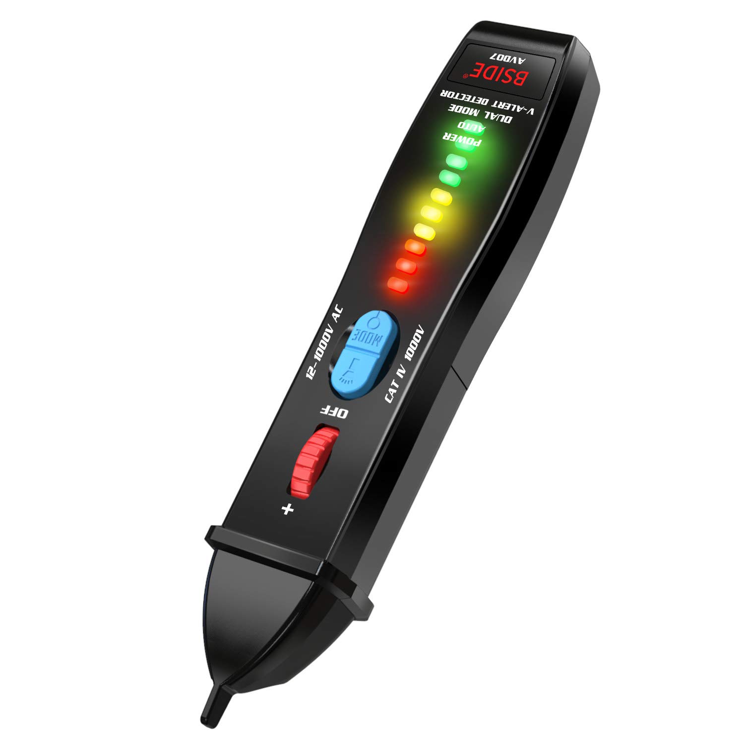 BSIDE Upgraded Voltage Detector Pen Auto/Manual Mode Adjustable Sensitivity Dual Range Non-contact AC Volta Breakpoint Locator withge Tester Live Wire Judgment Flashlight and 8 LED Indicators