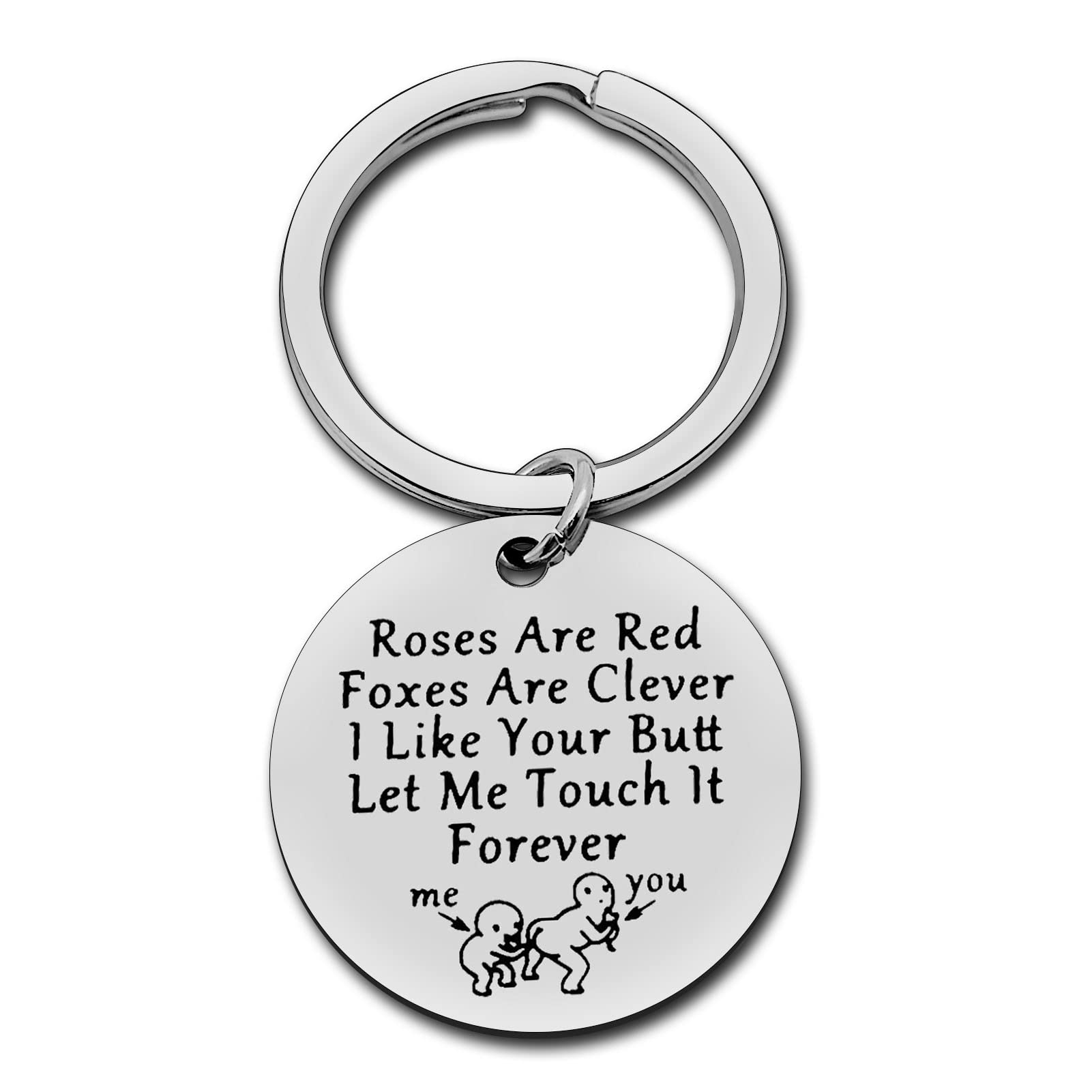 Dabihu Funny Couple Gifts Anniversary Keyring Let Me Touch it Forever Keychain Gift for Girlfriend Boyfriend Friends Valentine's Day Christmas Birthday Wedding Husband Wife, Silver