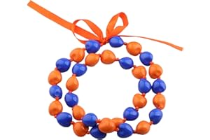 BNQL Hawaiian Kukui Nut Lei Necklace Graduation Leis Chunky Beaded Necklace with Ribbon Graduation Gifts for Her Him