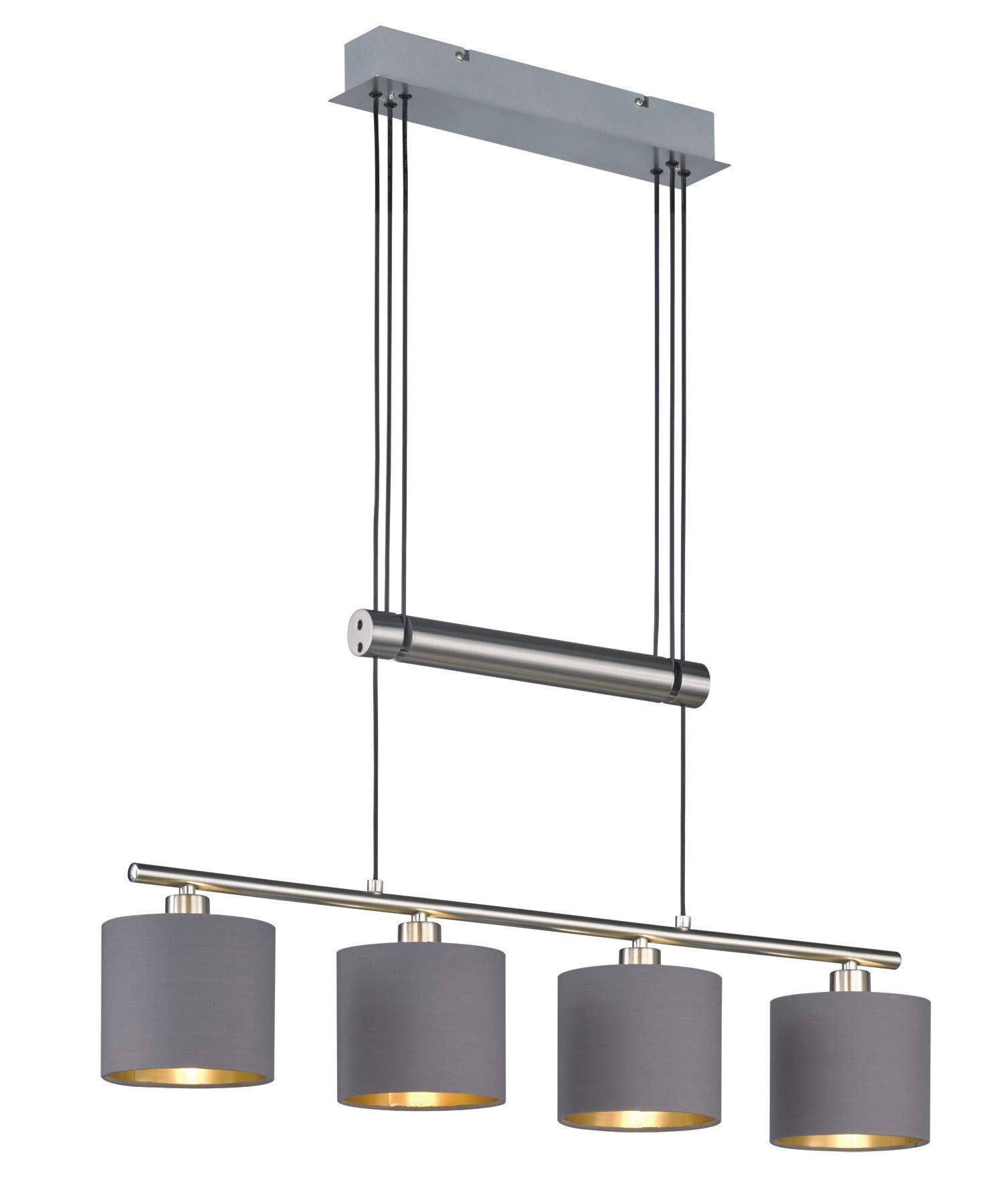 Trio Leuchten Garda JoJo 305400441 Pendant Light Metal Matte Nickel E14 Fabric Shade Taupe/Gold
