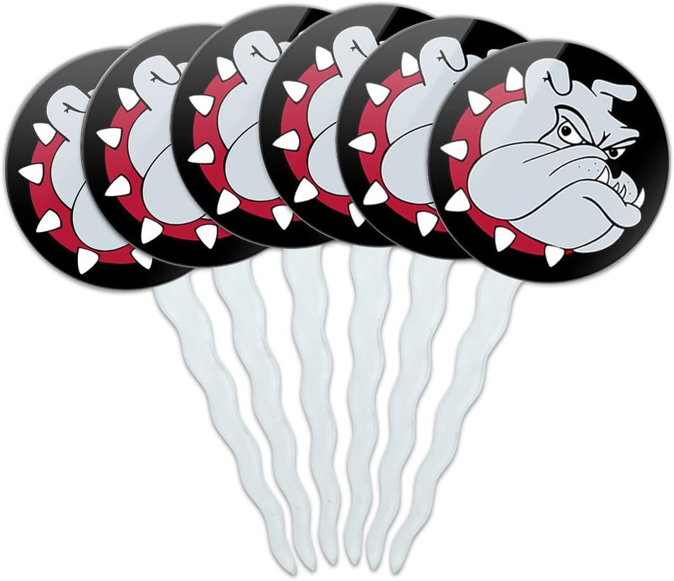 Set of 6 Cupcake Picks Toppers Decoration Dog Puppy - Bulldog Dog