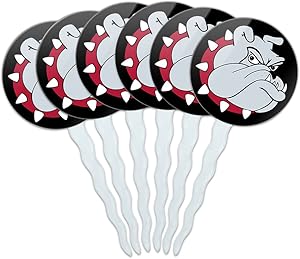 Set of 6 Cupcake Picks Toppers Decoration Dog Puppy - Bulldog Dog