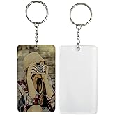 Generic Rectangle Blanks Clear Acrylic Keychains for Sublimation 10 Packs, 3.54 x 1.96 inch, White
