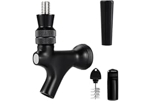 Hgkeke Beer Faucet Stainless Steel Core Beer Tap Faucet Keg Tap with Beer Faucet Tap Handle, Beer Tap Faucet Plug, Draft Beer Keg Tap Faucet for US Standard Kegerator Beer Tower Beer Shanks