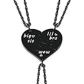 Ralukiia 3PCs Mother Son and Daughter Heart Puzzle Piece Necklace Set, Gifts for Mom from Sons and Daughters, Big Sis Little Bro Family Jewelry for Mother's Day