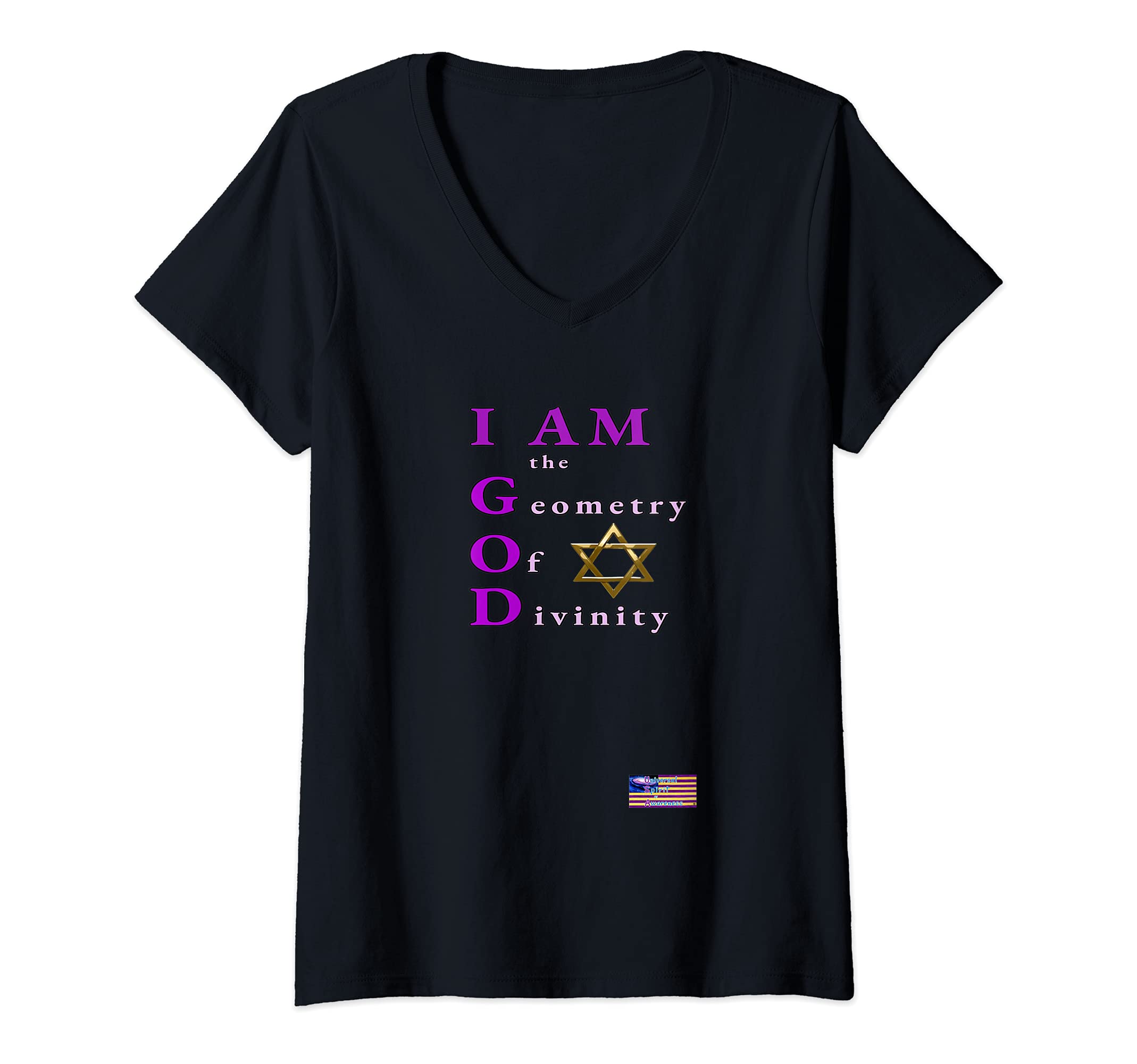 Womens I Am the Geometry Of Divinity V-Neck T-Shirt