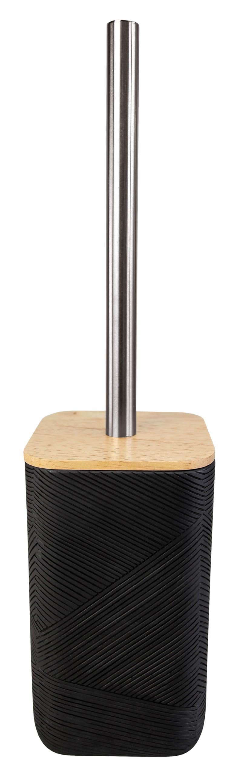 Kleine Wolke Toilet Brush Holder Crossover, Accessories, Colour: Black, Material: Polyresin, Bamboo, Length 9.6 x Width 9.6 x Height 37 cm