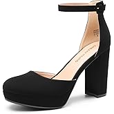 DREAM PAIRS Women's Platform Chunky High Heels Closed Toe Block Ankle Strap Dress Bridal Party Wedding Shoes