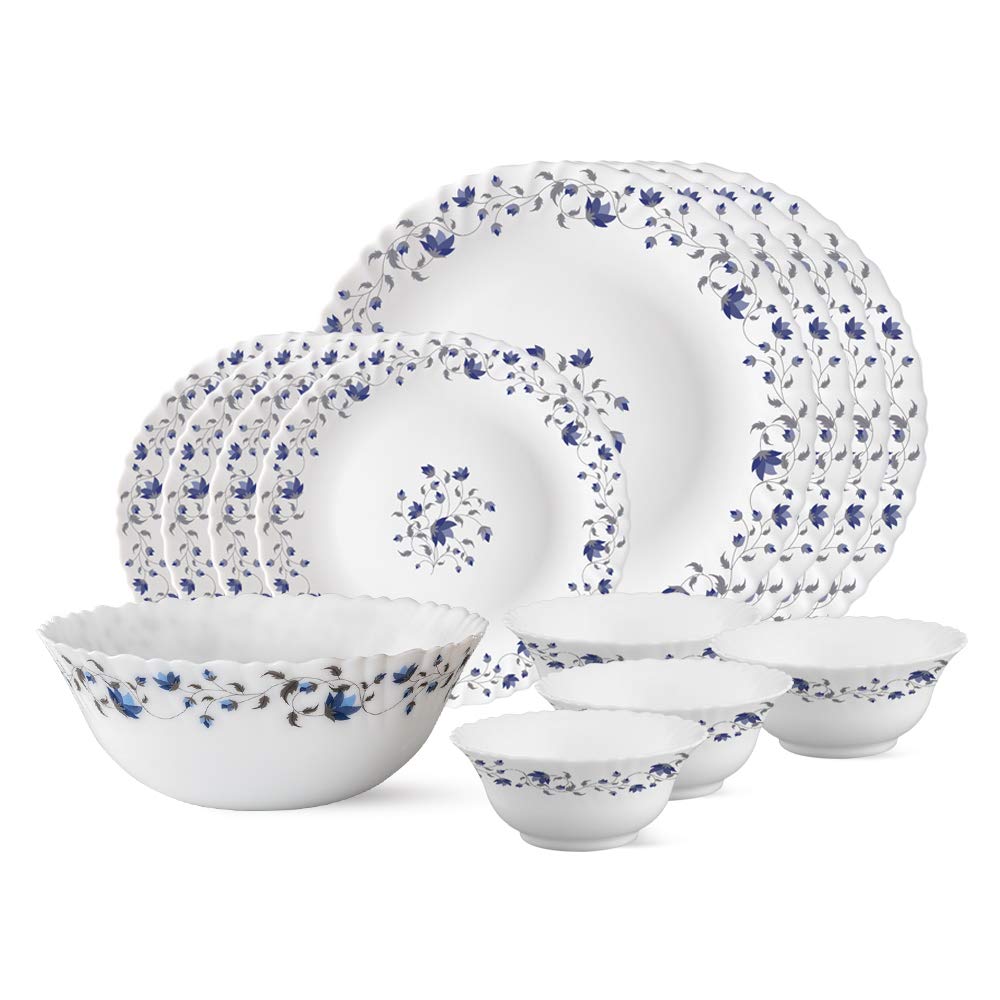 Buy Larah by Borosil Helena Opalware Dinner Set, 13Pieces, White