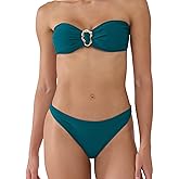 Palmipeta Women's Strapless Bandeau Bikini Sets High Cut Cheeky 2 Piece Swimsuit Bestselling Bathing Suit