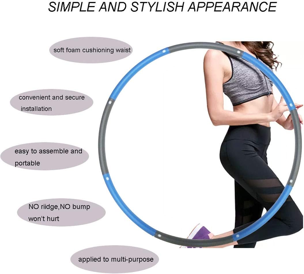 Hoola Hoop for Adults,Weighted Hoola Hoop for Exercise-2lb,8 Section Detachable Design-Professional Soft Fitness Hoola Hoop(blue-Gray): Sports & Outdoors