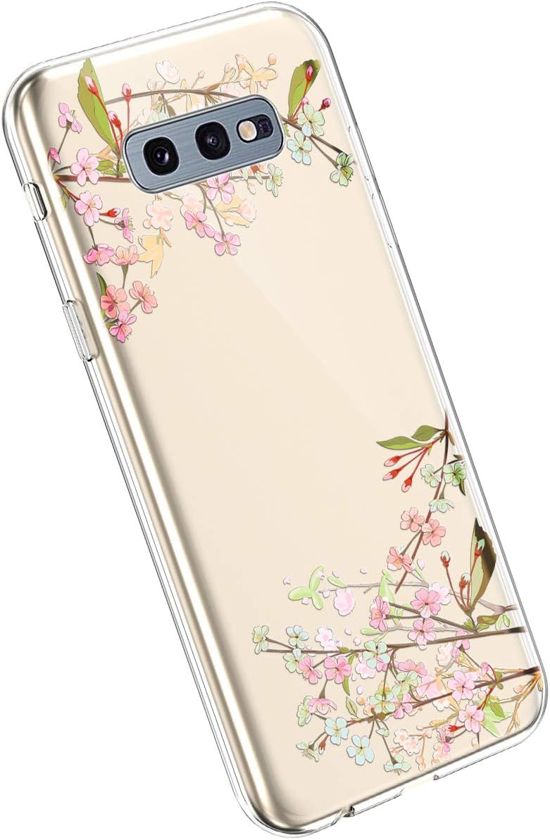 YSIMEE Compatible with Case Samsung Galaxy S10e,Exquisite Silicone Beautiful Flowers Painted Transparent Thin Lightweight TPU Soft Shockproof Rubber Gel Crystal Bumper Case,Flower A3