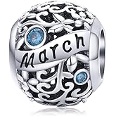 ABAOLALA Birthstone Charms for Charms Bracelet- 925 Sterling Silver Bead Flower Openwork Charms for Bracelet and Necklace