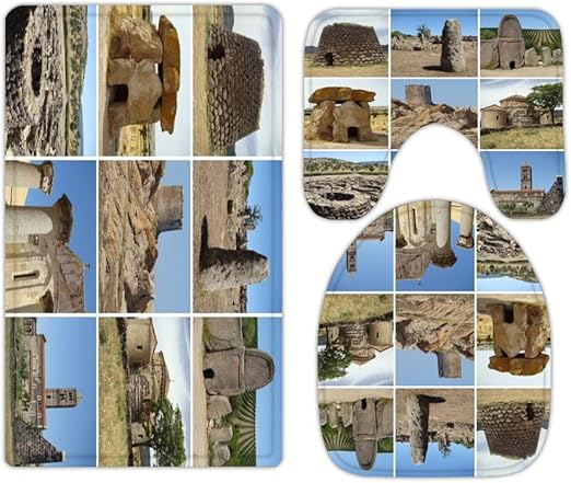 Alan Connie Ruins Buildings Juego de alfombras y tapetes de baño de 3