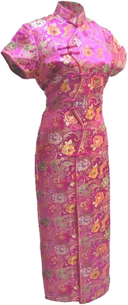 7FairyWomen's Sexy Rose Red Ten Buttons Long Chinese Dress Cheongsam