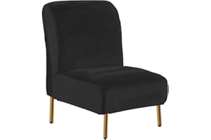 ZC MALL Velvet Armless Accent Chair Slipcover,High Stretch Fleece Armless Accent Chair Slipcovers,Stylish Luxury Furniture Covers Velvet Plush Stretch Armless Chair Slipcover,Velvet-Black