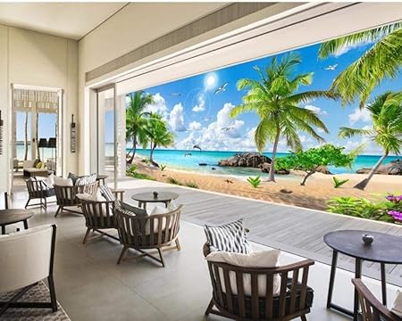 Muralnombre De Noix De Coco Avec Vue Sur La Merwallpaper Salon Chambre Bureau Couloir Decoration Murales Moderne Decoration Murale3d Diy Amazon Fr Bricolage